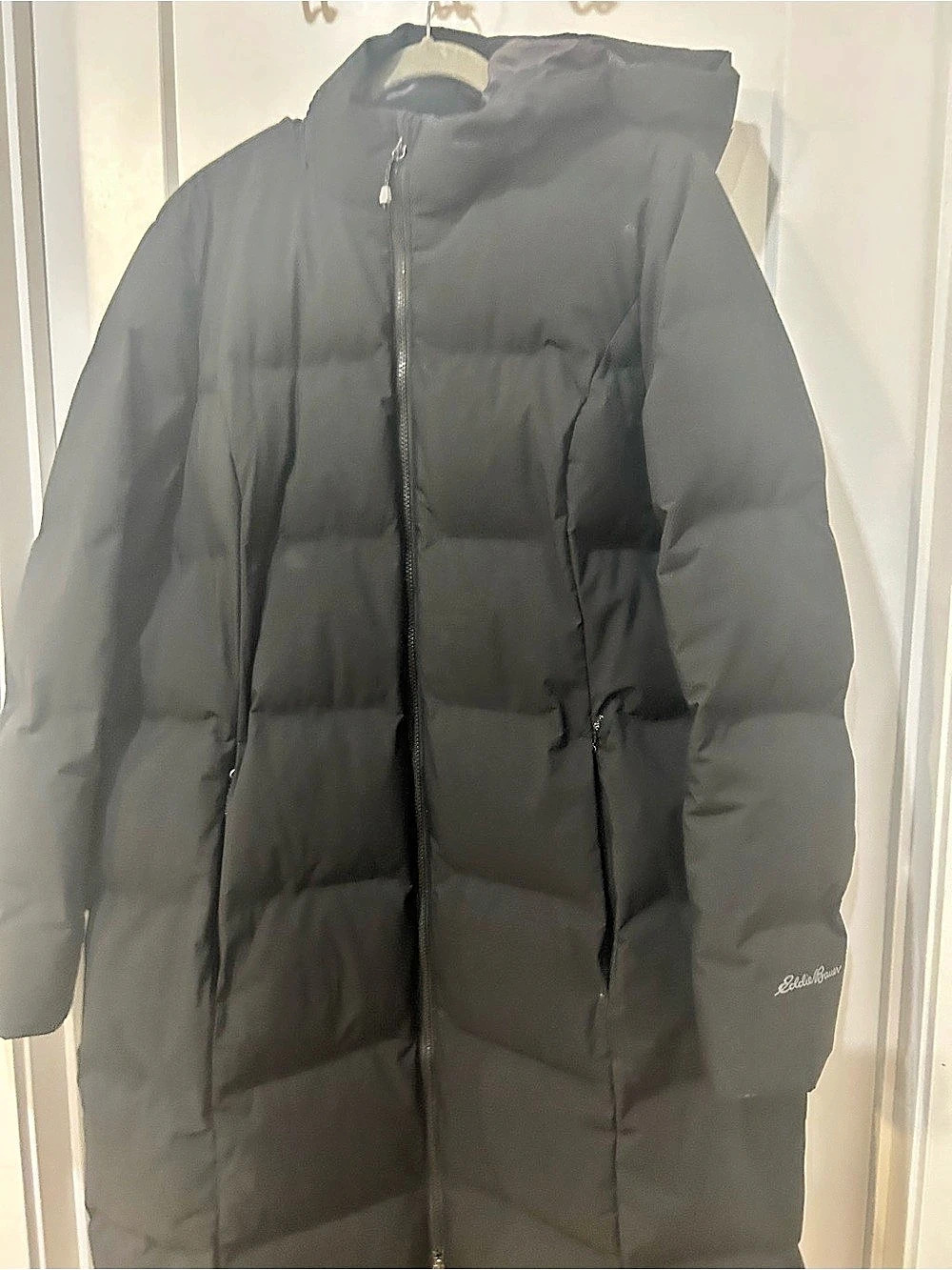 Eddie Bauer Glacier Peak Seamless Stretch Down Duffle Coat Parka Black XL - Picture 3 of 5